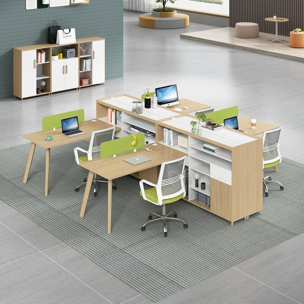 Cụm bàn làm việc 6 người Cosi chân gỗ