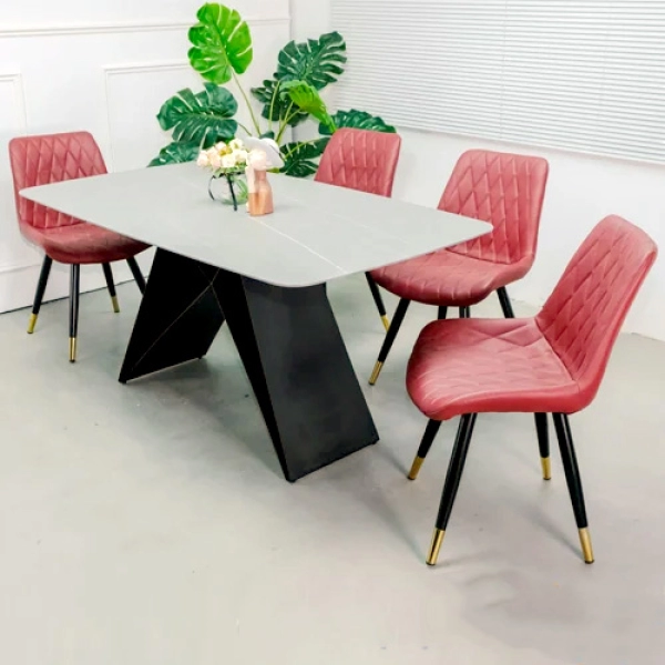 Bộ bàn ăn 4 ghế mặt đá hiện đại sang trọng- Mã: T187-4x269A