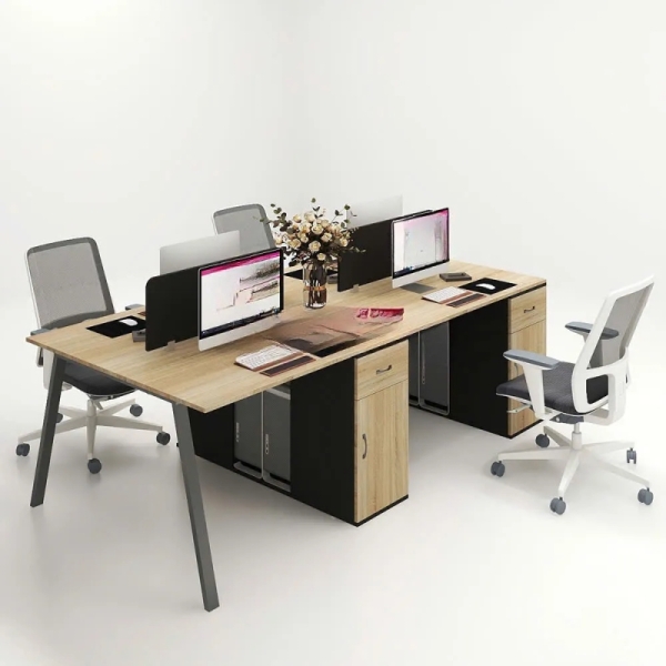 Cụm Bàn Làm Việc 4 Người Chân Sắt Sơn Tĩnh Điện Sang Trọng – BC110