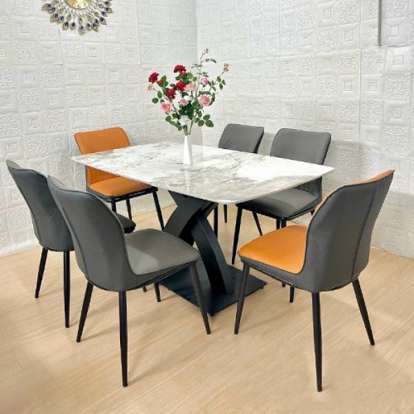 Bộ bàn ăn 6 ghế mặt đá- Mã: T1146-16-6×2510