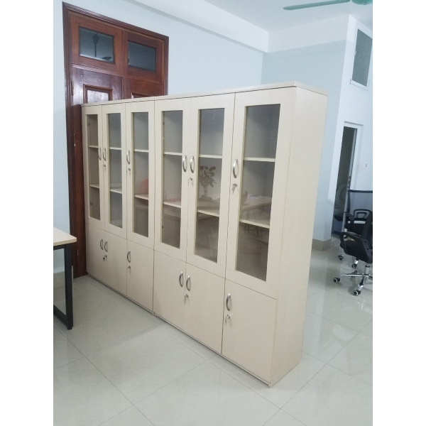 Tủ hồ sơ 3 cánh kính vân óc chó đẹp