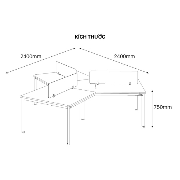 Bàn làm việc 3 Chân Oval