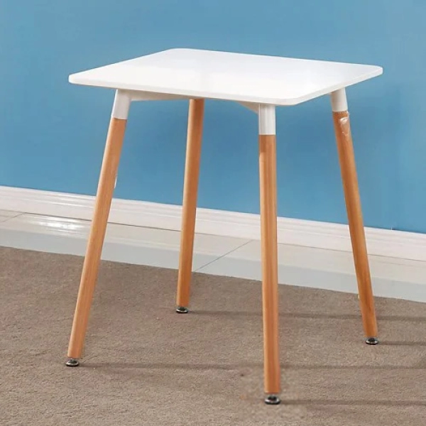 Bàn cafe mặt vuông 600mm, chân gỗ hiện đại- Mã: T108S-60