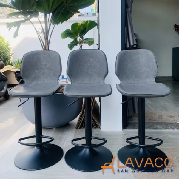 Ghế quầy bar chân sắt nâng hạ lưng bọc da – Mã: 479