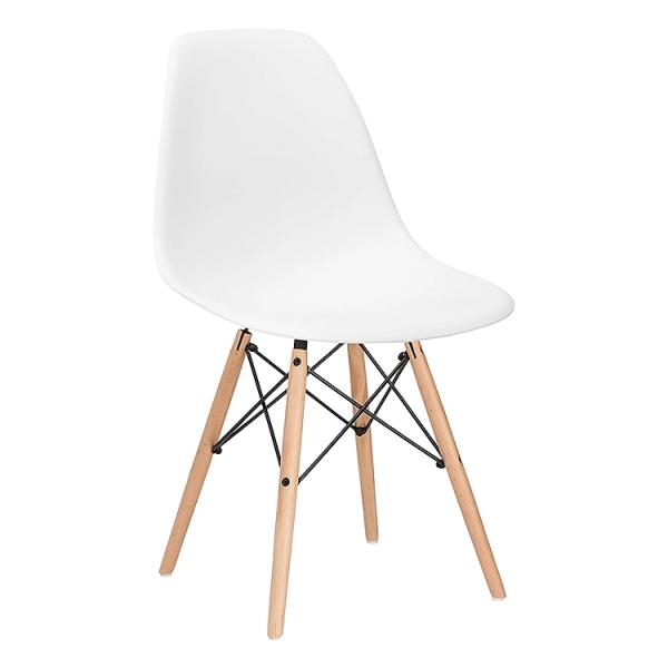 Bộ bàn ăn, cafe cho 6 người gồm bàn T108 0.8×1.2×0.75m và 6 ghế eames nhựa chân gỗ 207