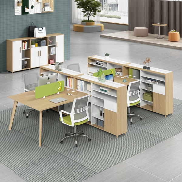 Cụm bàn làm việc 6 người Cosi chân gỗ