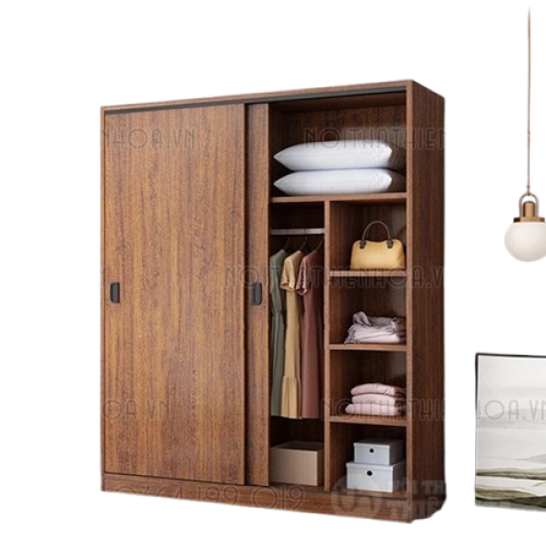 Tủ áo 2 cánh lùa màu nâu hiện đại TA55