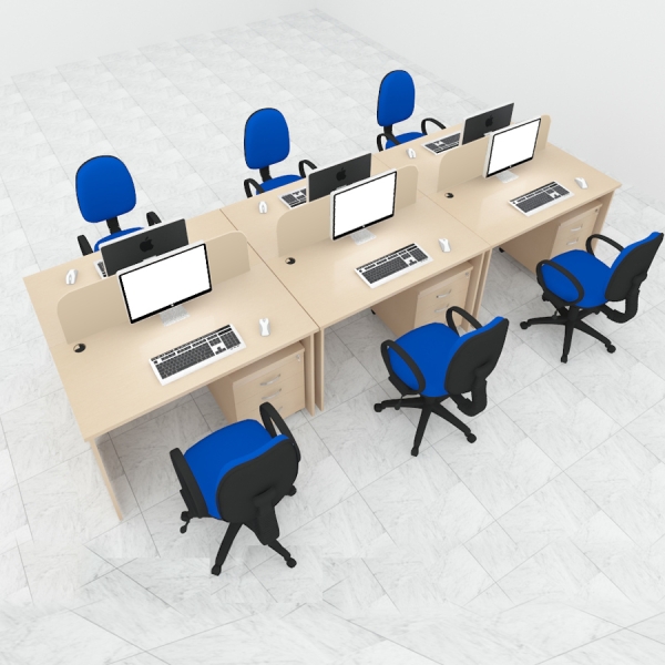 Modul bàn làm việc 6 chỗ không hộc