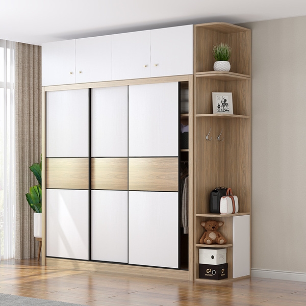 Tủ quần áo cánh lùa kèm kệ trang trí gỗ công nghiệp TA-143
