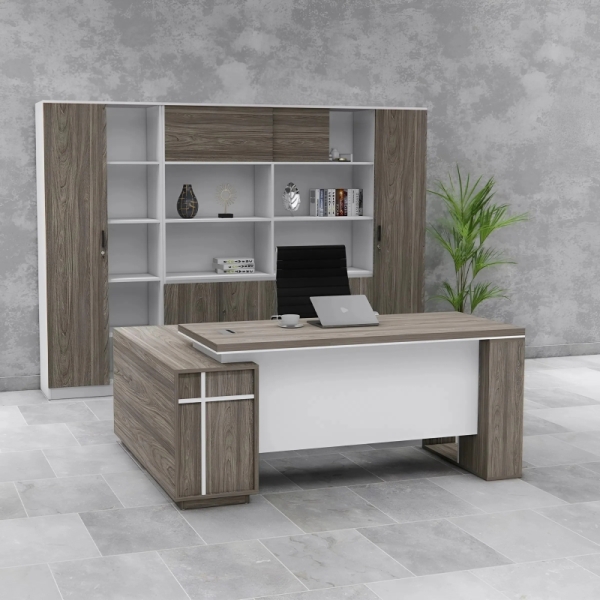 Bàn Giám Đốc Góc L Thiết Kế Kệ Tiện Lợi – BGĐ120