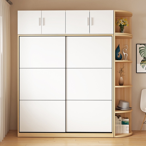 Tủ quần áo 2 cánh lùa kèm kệ trang trí gỗ công nghiệp TA-141