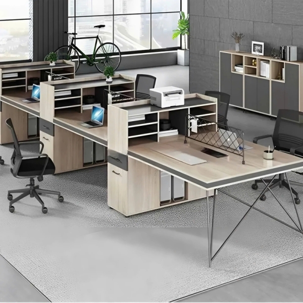 Cụm Bàn Làm Việc Văn Phòng 6 Chỗ Có Tủ Thiết Kế Thông Minh – BC74