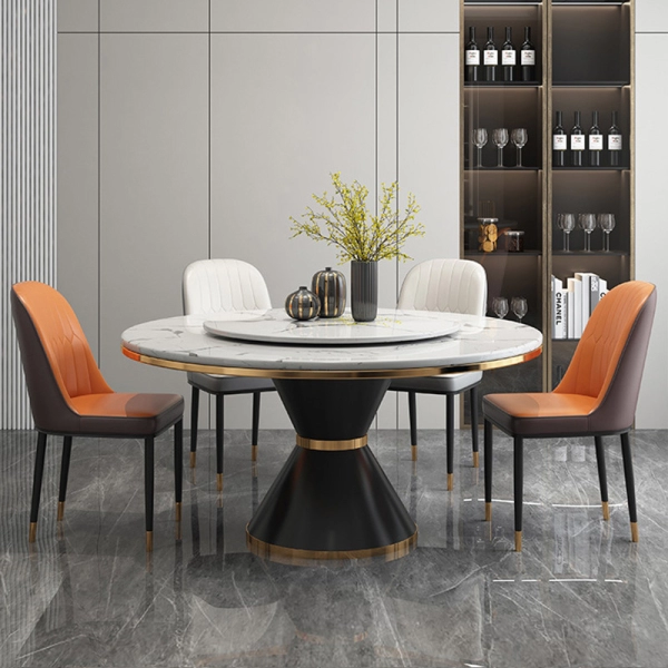 Bộ bàn ăn tròn mặt đá xoay 8 ghế- Mã: T1107-8x284E