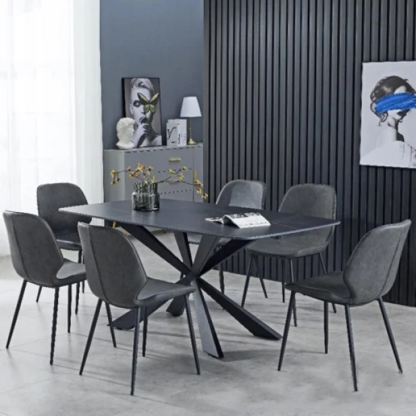 Bộ bàn ăn mặt đá 6 ghế nhập khẩu- Mã: T163-6x267A