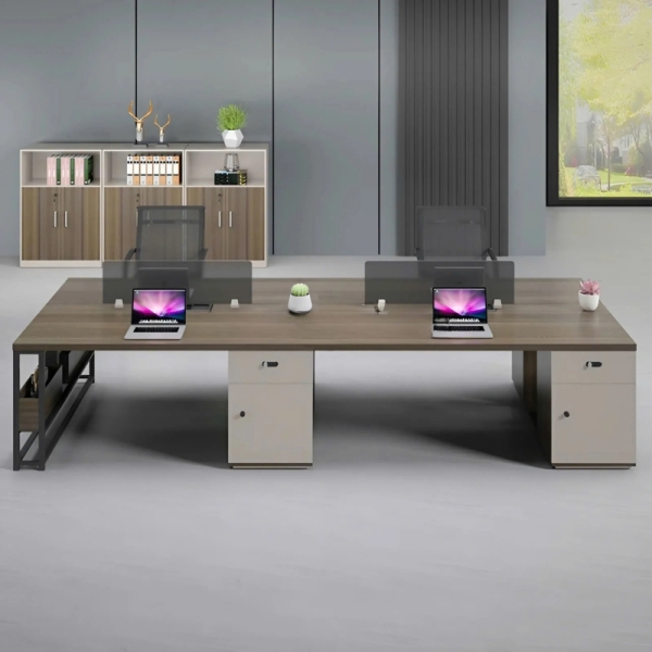 Cụm Bàn Làm Việc Văn Phòng 4 Chỗ Kết Hợp Kệ Đựng Tài Liệu – BC114
