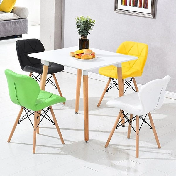 Bàn cafe mặt vuông 600mm, chân gỗ hiện đại- Mã: T108S-60