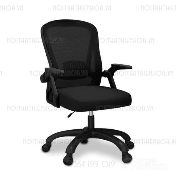 Ghế xoay văn phòng tay gập màu đen