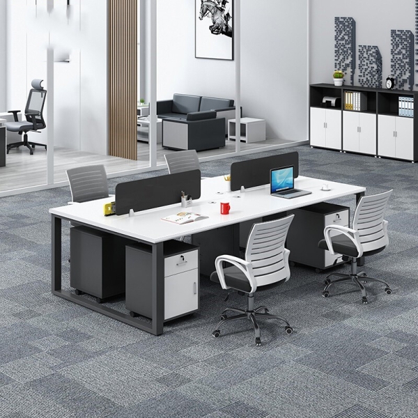 Bàn làm việc 4 người chân trắng màu 6161