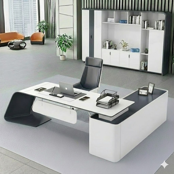 Bàn Giám Đốc Góc L Yếm Lửng – BGĐ16  vân gỗ