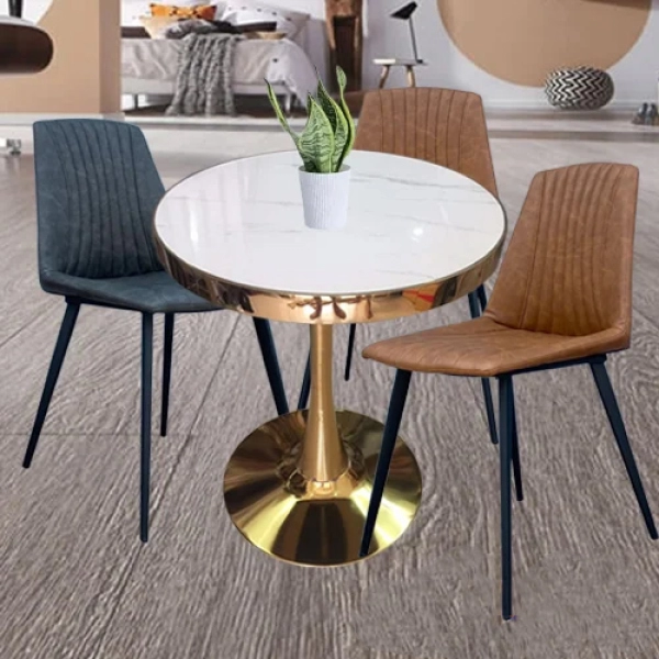 Bàn Tulip chân mạ vàng mặt giả vân đá sang trọng – Mã: T117G