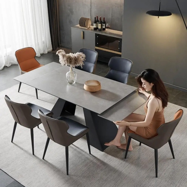 Bộ bàn ăn thông minh mặt đá kéo dài- Mã: T1142-6×2159