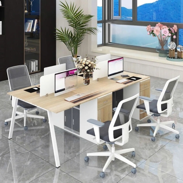 Cụm Bàn Làm Việc 4 Người Chân Sắt Sơn Tĩnh Điện Sang Trọng – BC110