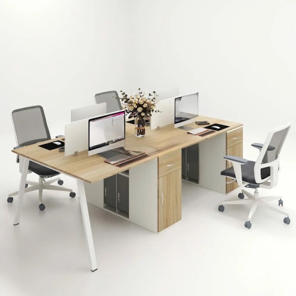 Cụm Bàn Làm Việc 4 Người Chân Sắt Sơn Tĩnh Điện Sang Trọng – BC110
