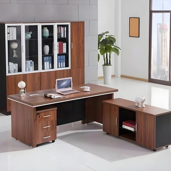 Bàn Giám Đốc Góc L Viền Sọc 1m6x80 – BGĐ70