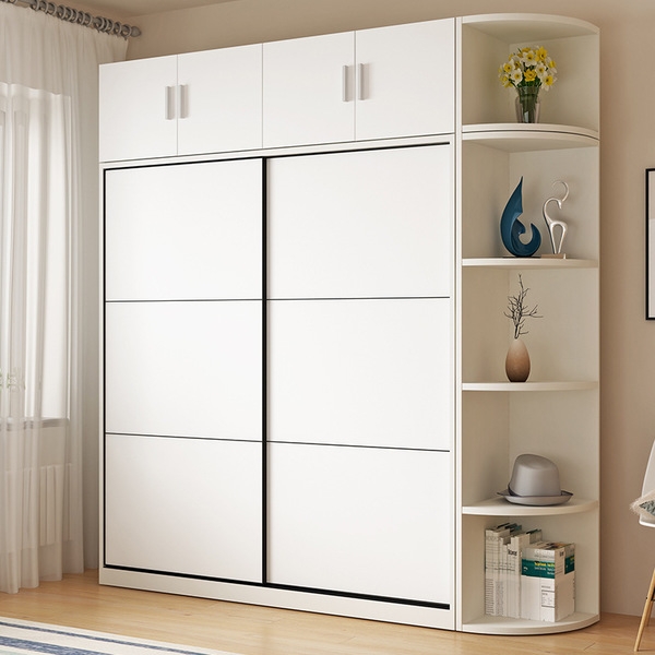 Tủ quần áo 2 cánh lùa kèm kệ trang trí gỗ công nghiệp TA-142