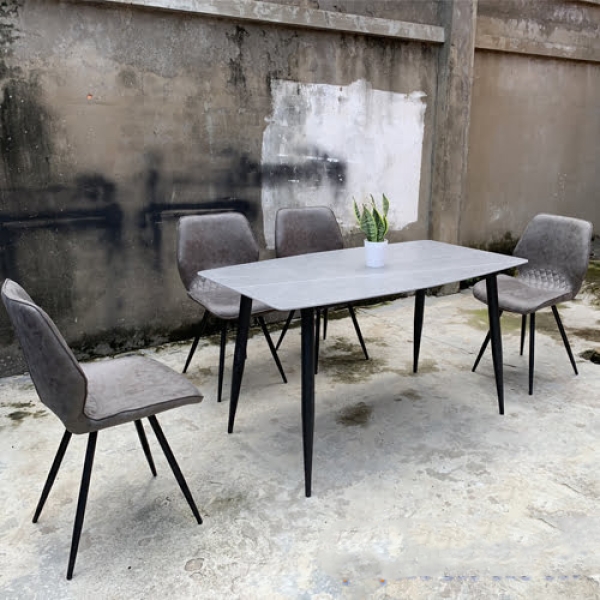 Bàn ăn mặt đá chân sắt nhập khẩu – Mã: T162-14