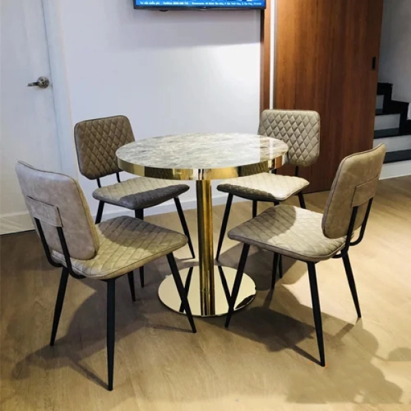 Bàn cafe tiếp khách chân mạ vàng – Mã : T131