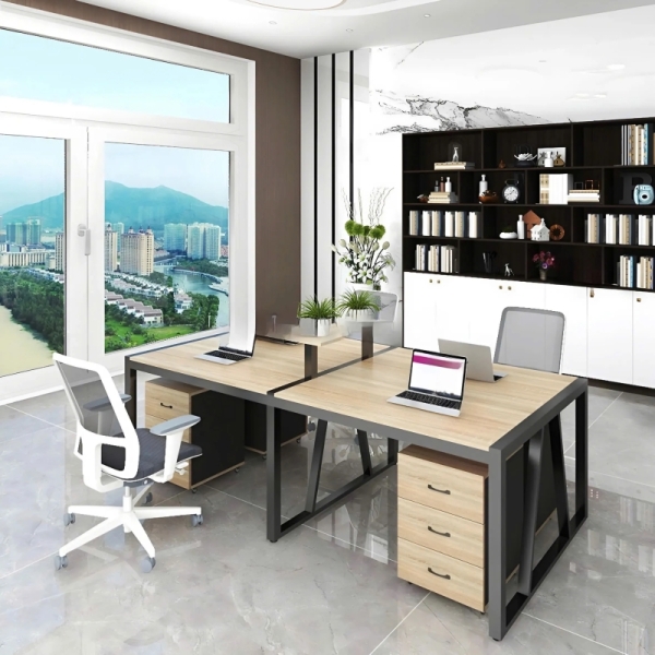 Cụm Bàn Làm Việc 4 Người Chân Sắt Sơn Tĩnh Điện 2m4 – BC56
