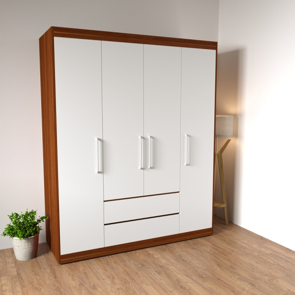 tủ quần áo 4 cánh mở trắng TA-108