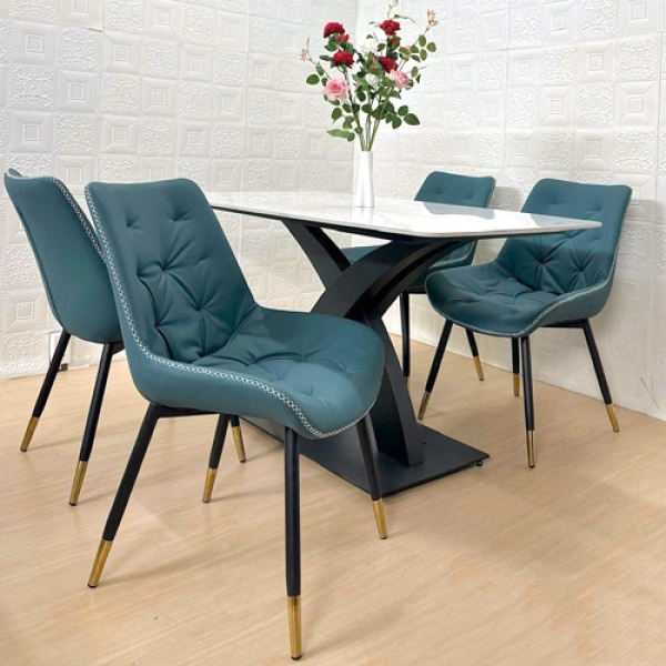 Bộ bàn ăn mặt đá 4 ghế bọc da- Mã: T1146-4×2142