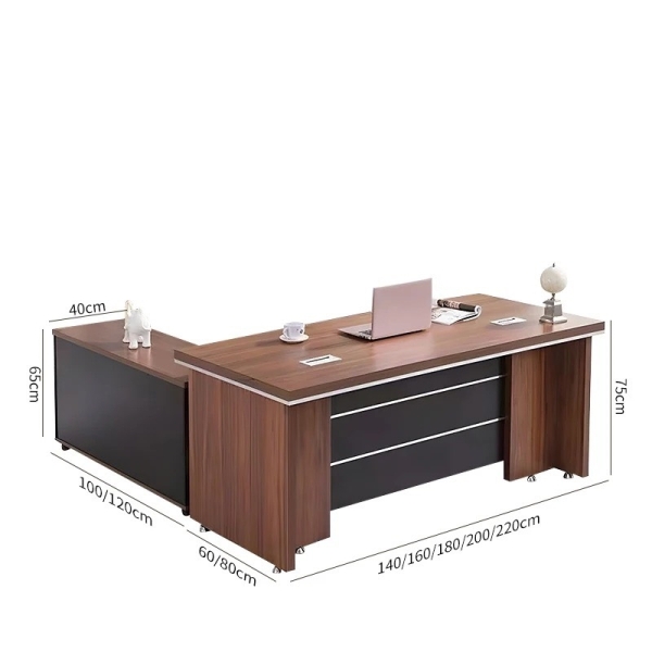 Bàn Giám Đốc Góc L Viền Sọc 1m6x80 – BGĐ70