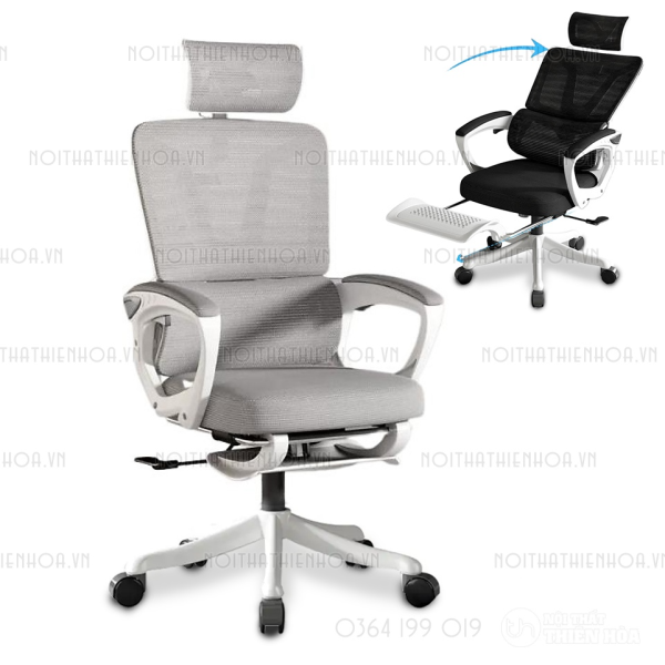 Ghế làm việc chống đau lưng công thái học có gác chân