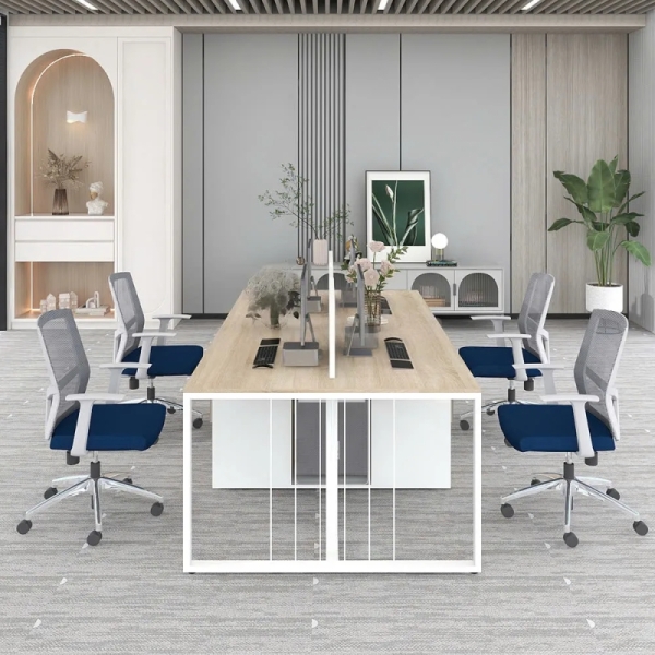 Cụm Bàn Làm Việc 4 Người Tối Giản Hiện Đại – CB128