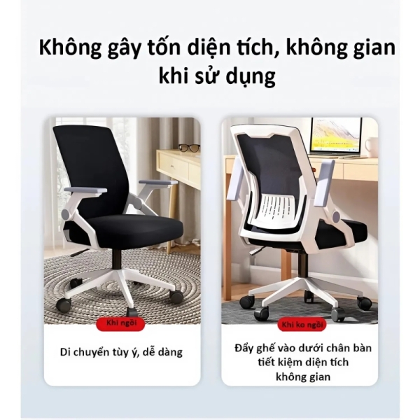 Ghế Văn Phòng Công Thái Học Xoay Tựa Đầu Tay Gập – CTH04