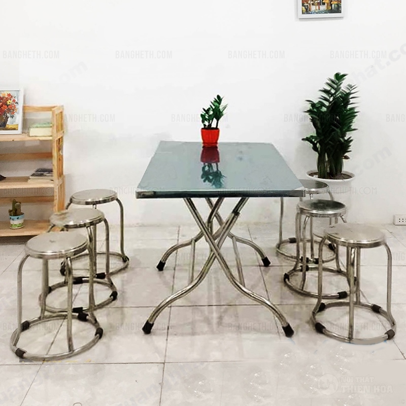bàn ăn inox 6 ghế