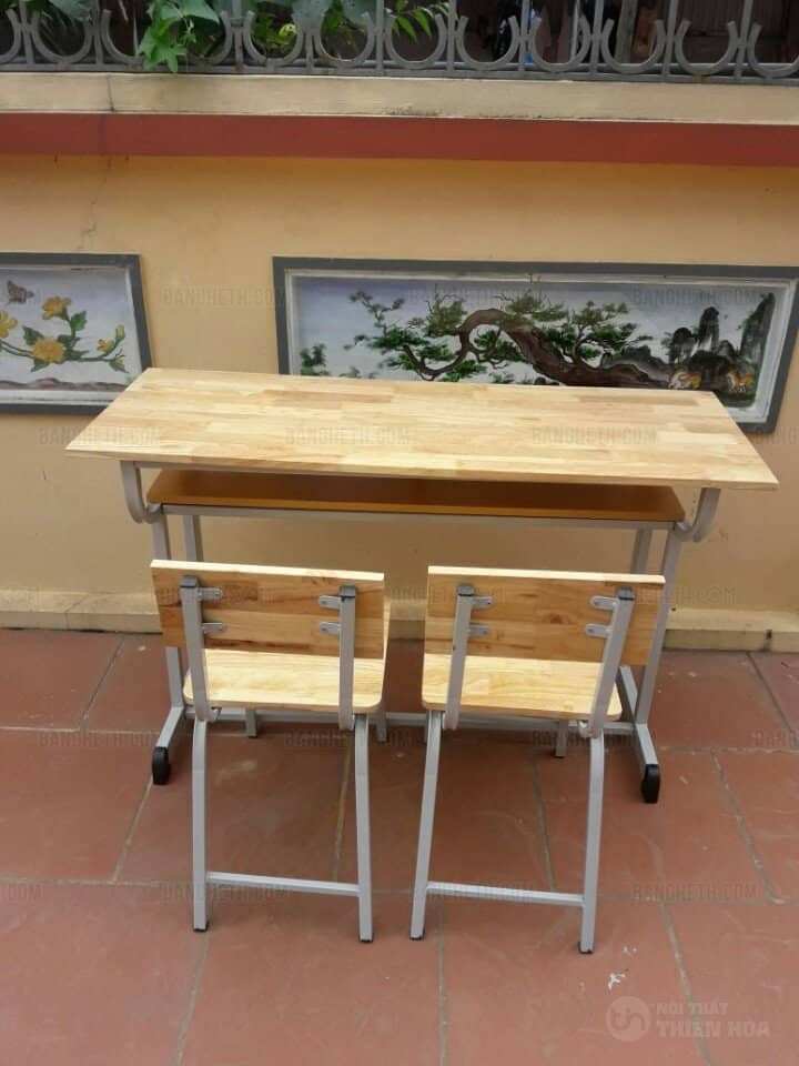 bàn học sinh rời ghế gỗ tự nhiên