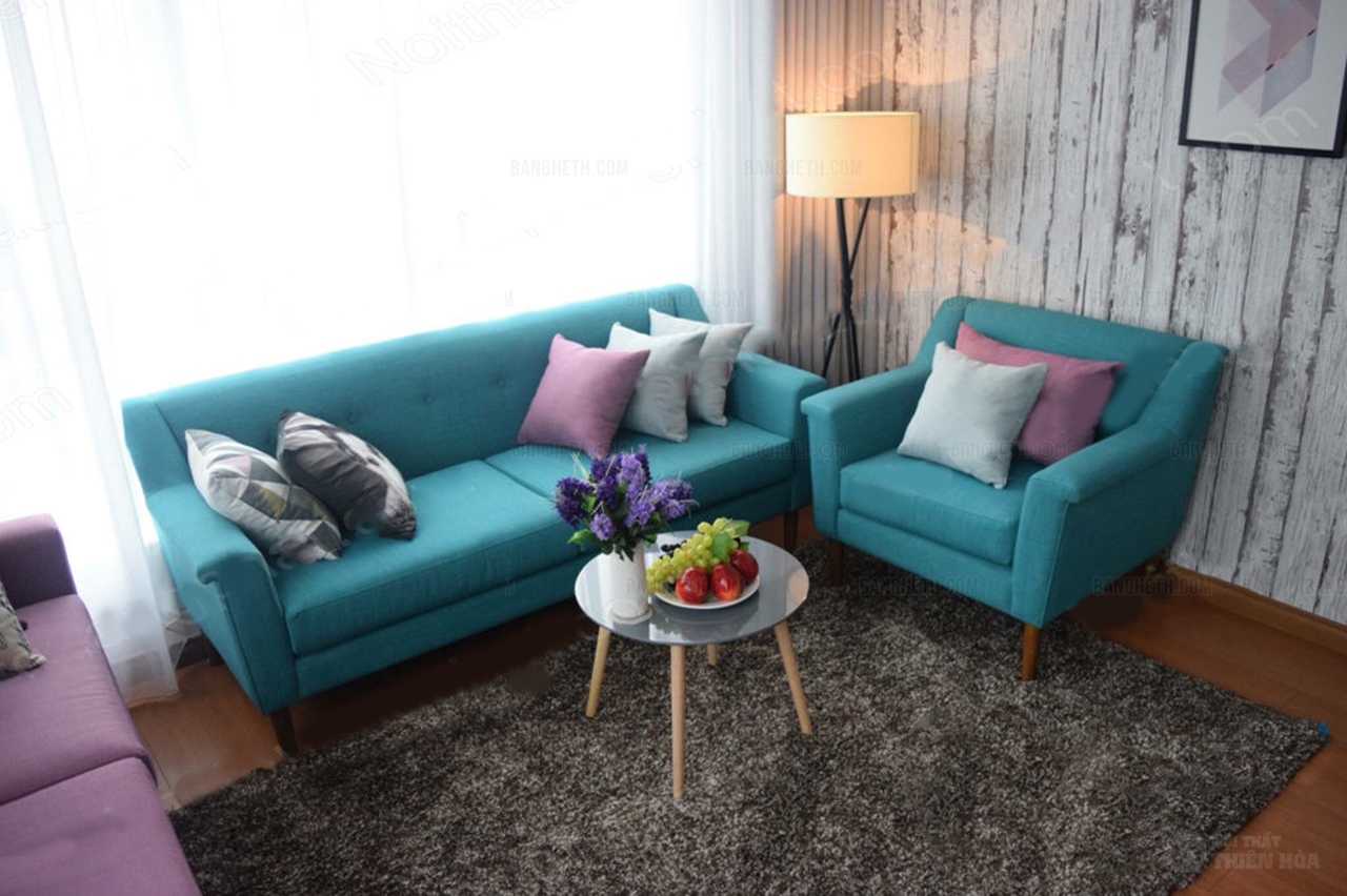 sofa văng xanh da trời