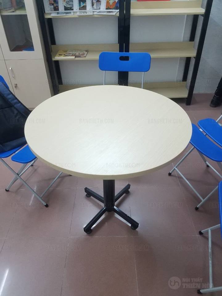 Bàn họp chân sắt gỗ vân sồi